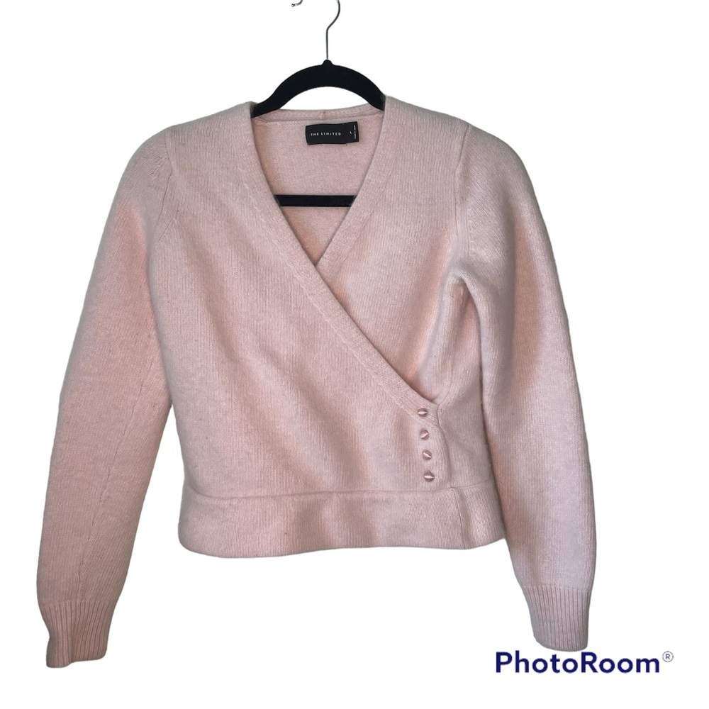 The Limited Pink Angora Crossover Sweater